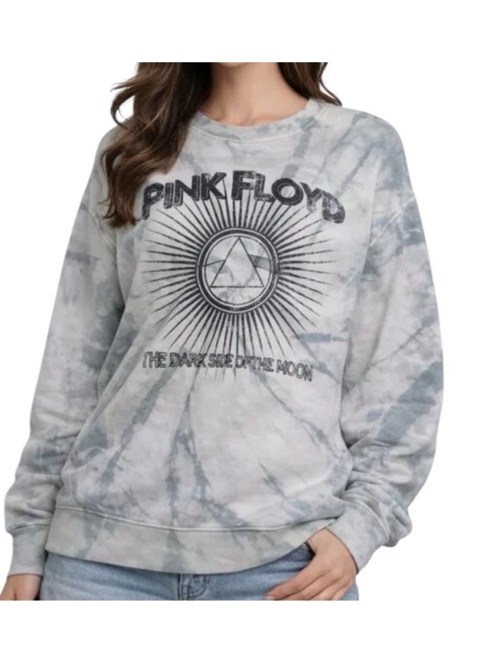 Vintage Canvas Pink Floyd Gray Tie-Dye Graphic Crewneck Sweatshirt